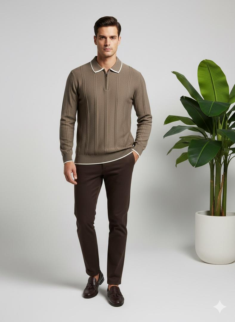 بلوز یقه دارنیم زیپ 3296